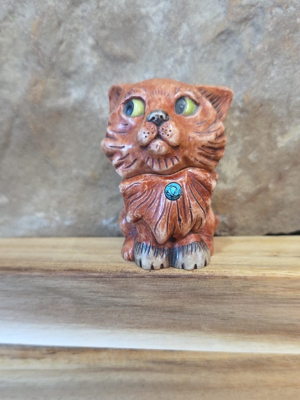 VTG Harmony Kingdom Pot Bellys December Turquoise Calendar Cat Box